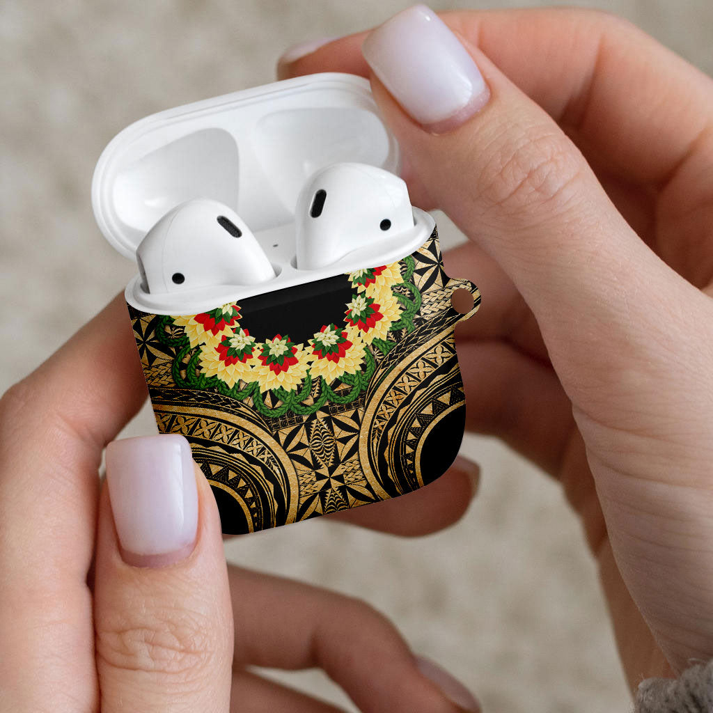 Grunge Gold Tonga Ngatu Kahoa Lei AirPods Case LT14 - Polynesian Pride