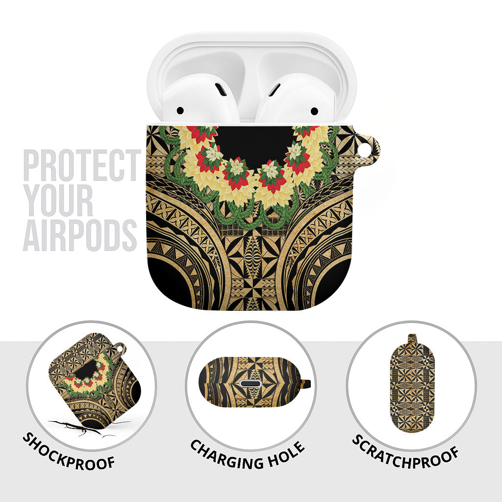 Grunge Gold Tonga Ngatu Kahoa Lei AirPods Case LT14 - Polynesian Pride