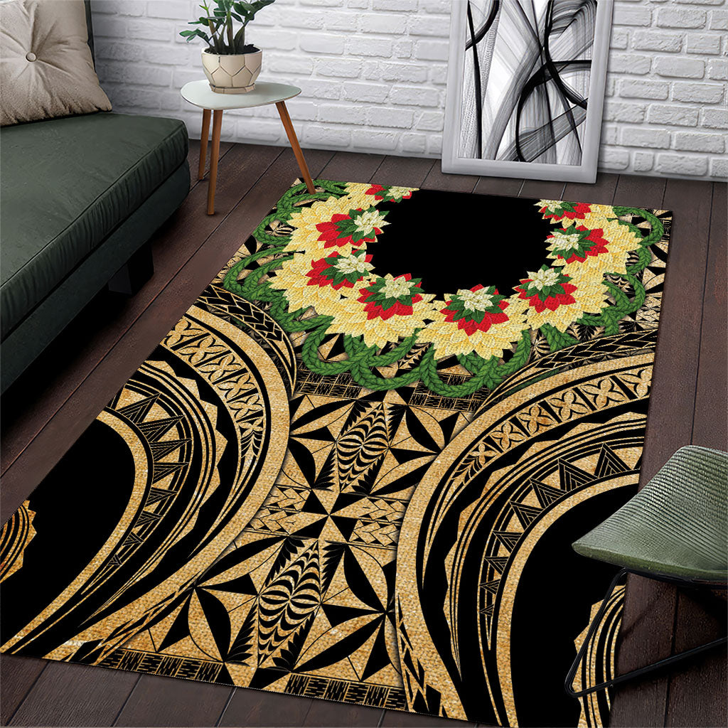 Grunge Gold Tonga Ngatu Kahoa Lei Area Rug LT14 Gold - Polynesian Pride
