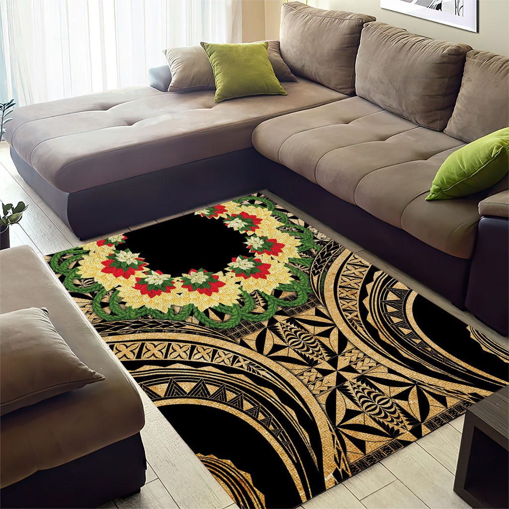 Grunge Gold Tonga Ngatu Kahoa Lei Area Rug LT14 - Polynesian Pride
