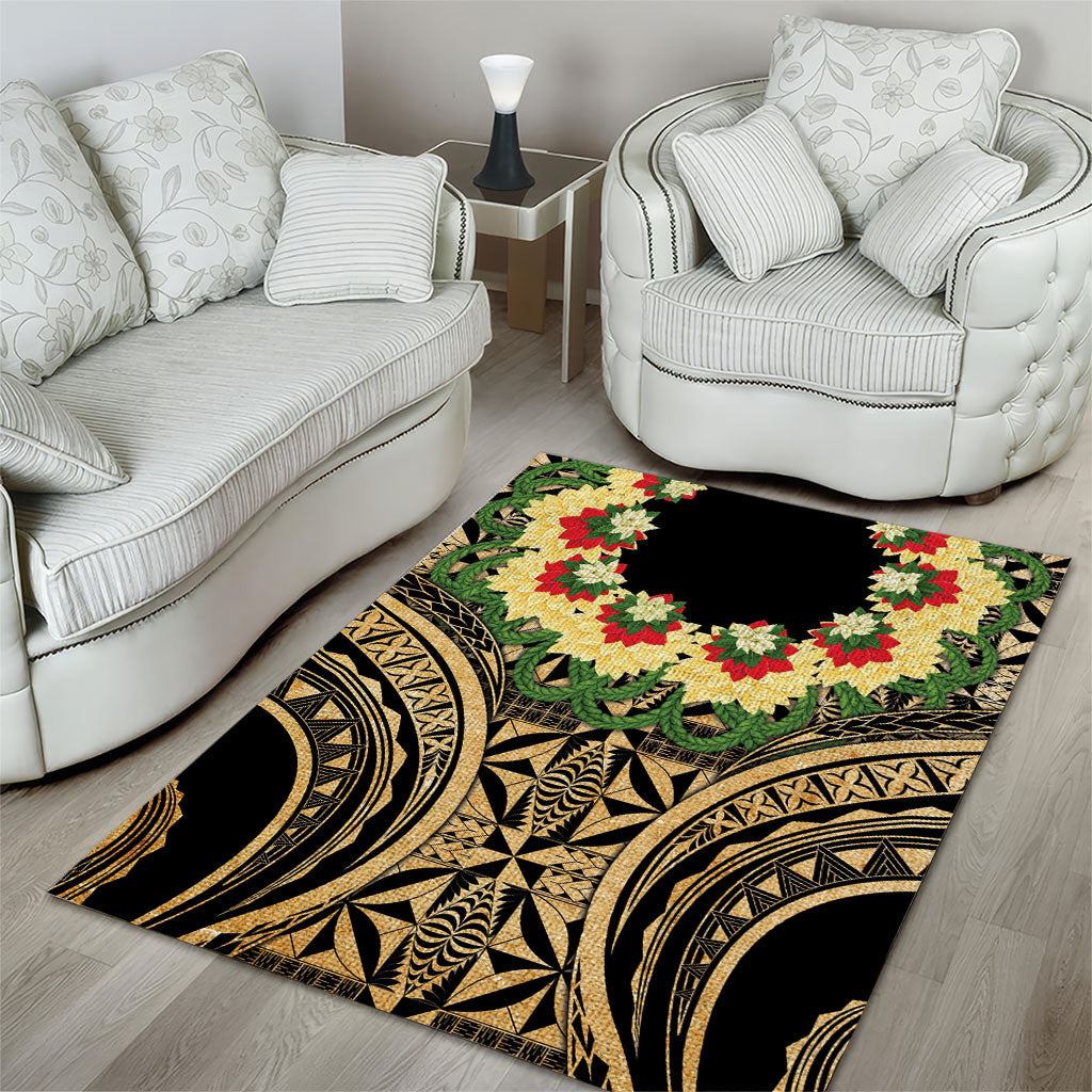 Grunge Gold Tonga Ngatu Kahoa Lei Area Rug LT14 - Polynesian Pride