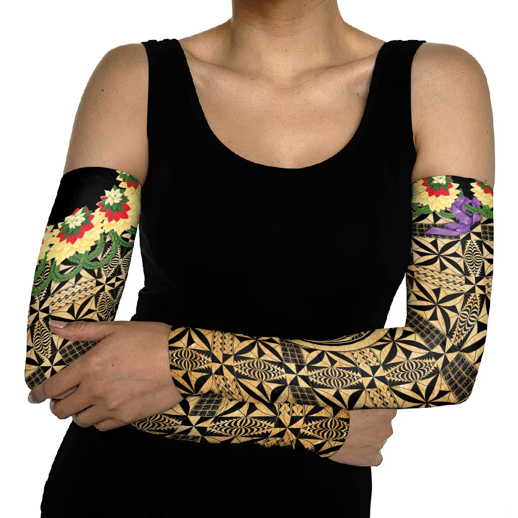 Grunge Gold Tonga Ngatu Kahoa Lei Arm Sleeves LT14 - Polynesian Pride