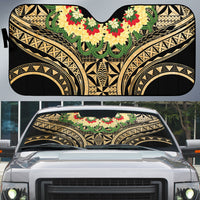 Grunge Gold Tonga Ngatu Kahoa Lei Auto Sun Shade LT14 Gold - Polynesian Pride