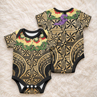 Grunge Gold Tonga Ngatu Kahoa Lei Baby Onesie LT14 - Polynesian Pride
