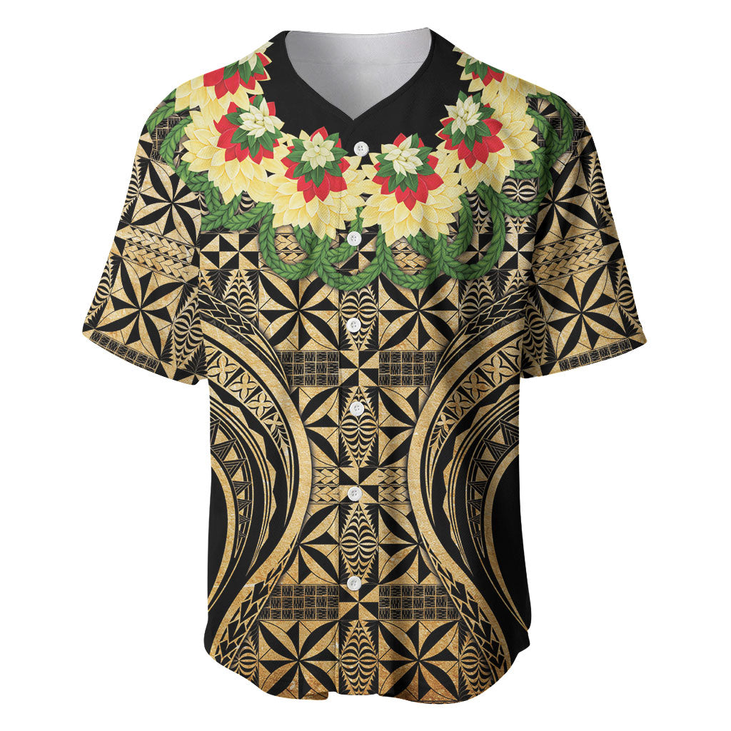 Grunge Gold Tonga Ngatu Kahoa Lei Baseball Jersey LT14 Gold - Polynesian Pride