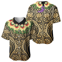 Grunge Gold Tonga Ngatu Kahoa Lei Baseball Jersey LT14 - Polynesian Pride