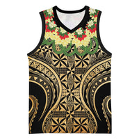 Grunge Gold Tonga Ngatu Kahoa Lei Basketball Jersey LT14 Unisex Gold - Polynesian Pride