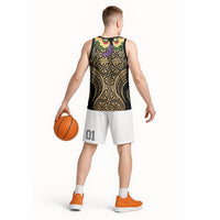 Grunge Gold Tonga Ngatu Kahoa Lei Basketball Jersey LT14 - Polynesian Pride