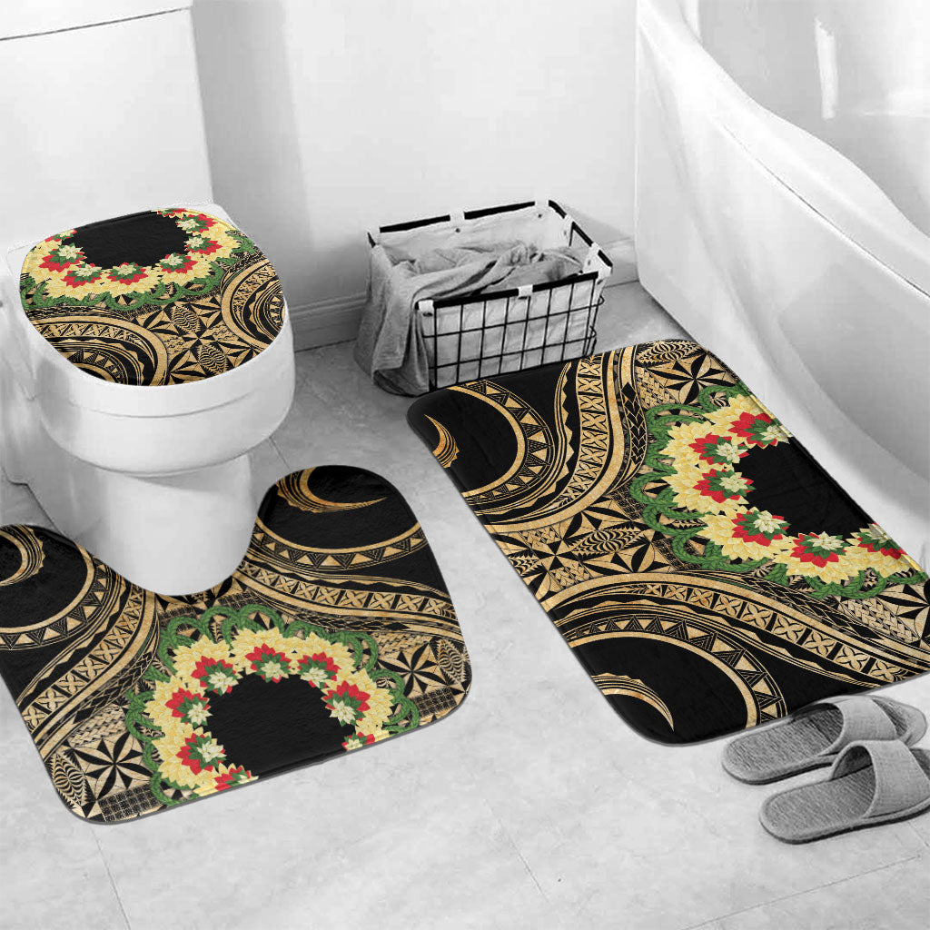 Grunge Gold Tonga Ngatu Kahoa Lei Bathroom Set LT14 Mat Set Only (3 pcs) One Size Gold - Polynesian Pride
