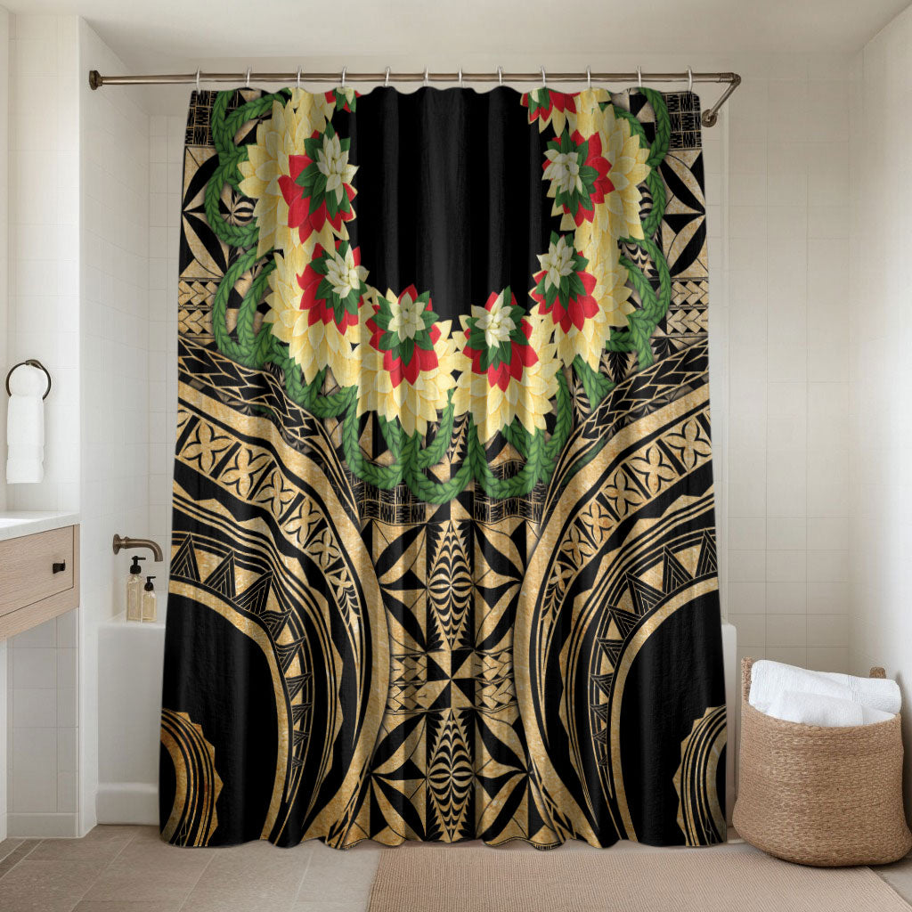 Grunge Gold Tonga Ngatu Kahoa Lei Bathroom Set LT14 Shower Curtain Only Gold - Polynesian Pride
