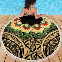 Grunge Gold Tonga Ngatu Kahoa Lei Beach Blanket LT14 - Polynesian Pride