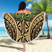 Grunge Gold Tonga Ngatu Kahoa Lei Beach Blanket LT14 - Polynesian Pride