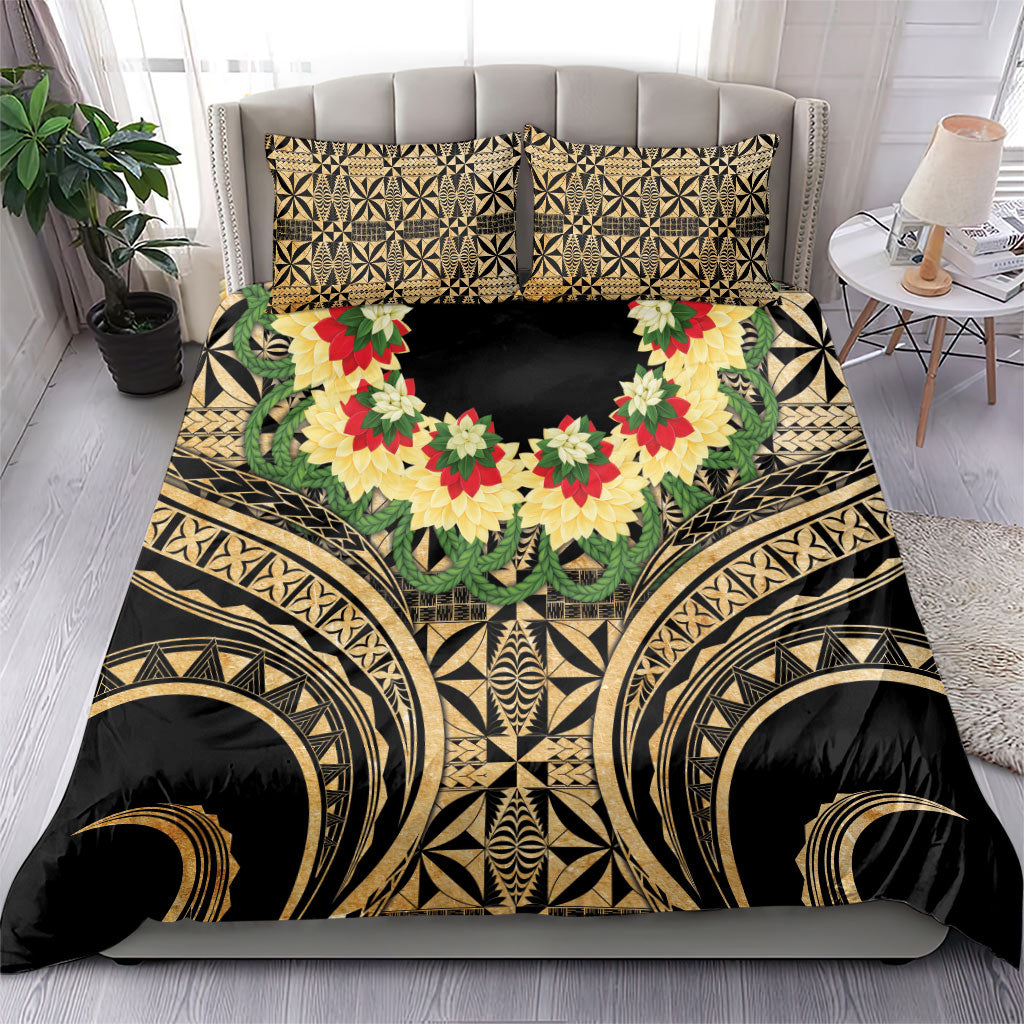 Grunge Gold Tonga Ngatu Kahoa Lei Bedding Set LT14 - Polynesian Pride