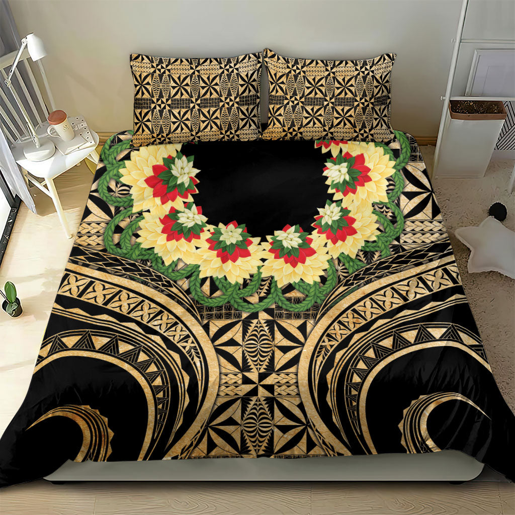 Grunge Gold Tonga Ngatu Kahoa Lei Bedding Set LT14 - Polynesian Pride