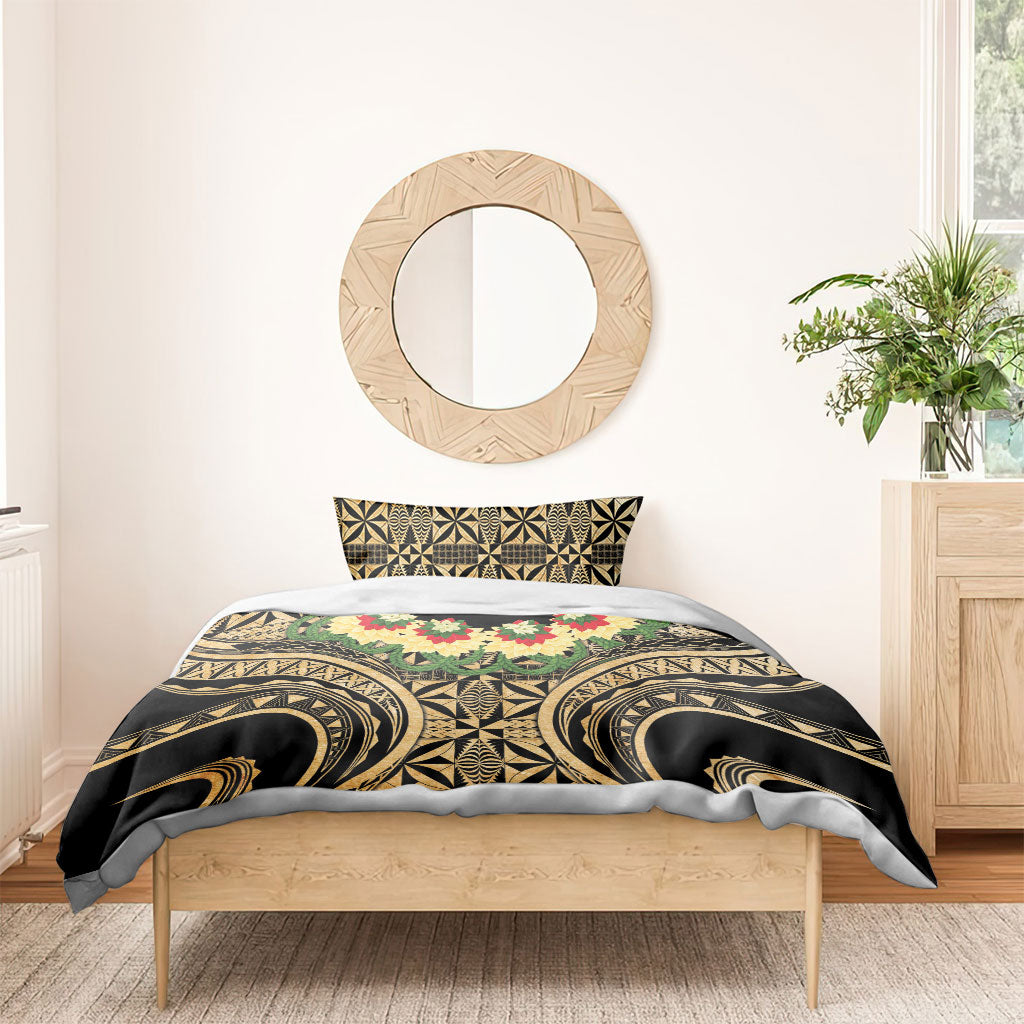 Grunge Gold Tonga Ngatu Kahoa Lei Bedding Set LT14 - Polynesian Pride