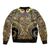 Grunge Gold Tonga Ngatu Kahoa Lei Bomber Jacket LT14 - Polynesian Pride