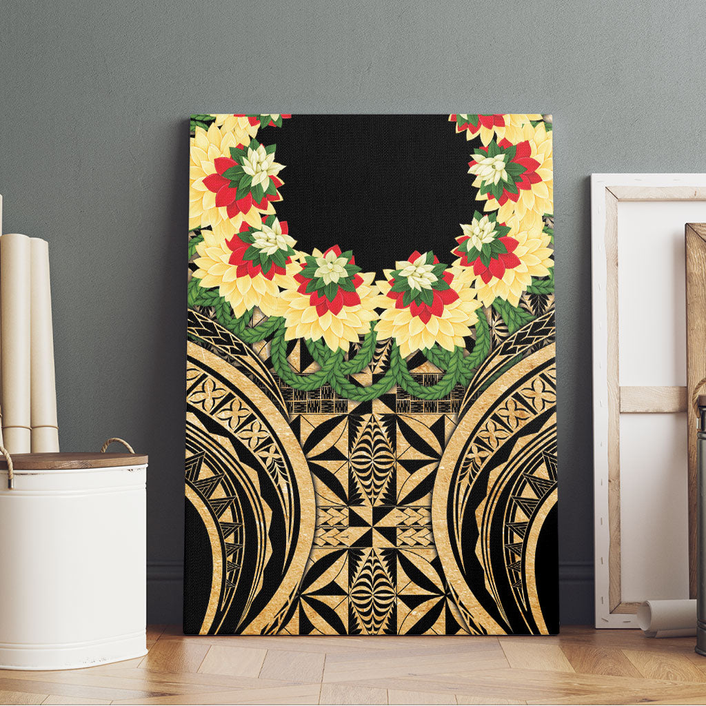 Grunge Gold Tonga Ngatu Kahoa Lei Canvas Wall Art LT14 - Polynesian Pride