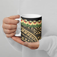 Grunge Gold Tonga Ngatu Kahoa Lei Ceramic Mug LT14 - Polynesian Pride