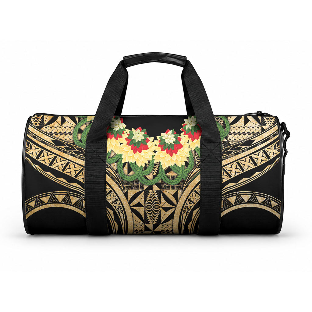 Grunge Gold Tonga Ngatu Kahoa Lei Duffle Bag LT14 One size Gold - Polynesian Pride