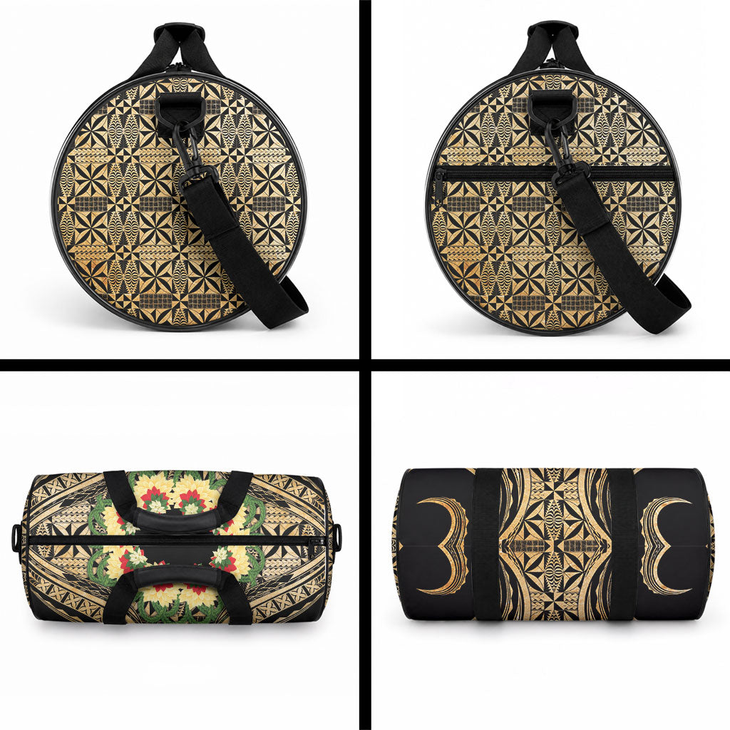 Grunge Gold Tonga Ngatu Kahoa Lei Duffle Bag LT14 - Polynesian Pride