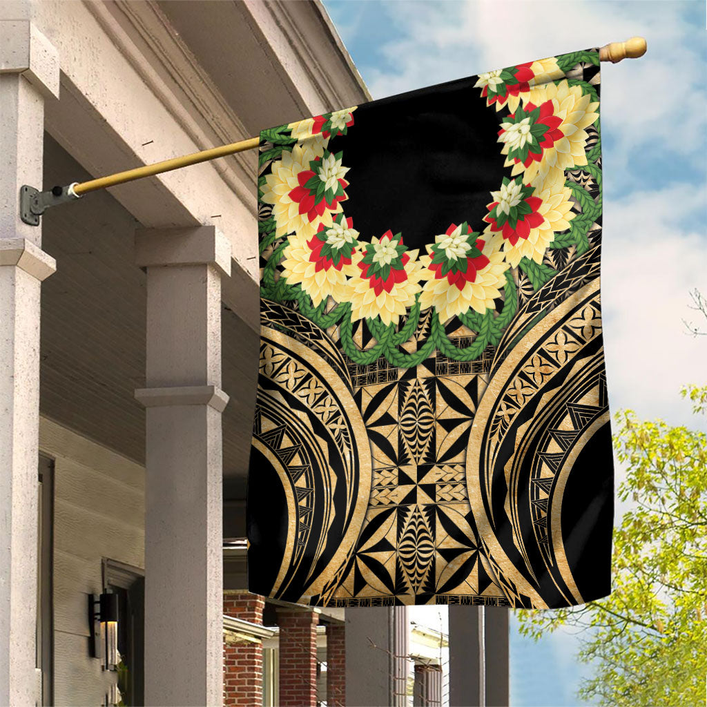 Grunge Gold Tonga Ngatu Kahoa Lei Garden Flag LT14 House Flag Gold - Polynesian Pride