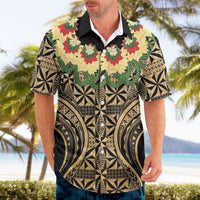 Grunge Gold Tonga Ngatu Kahoa Lei Hawaiian Shirt LT14 - Polynesian Pride