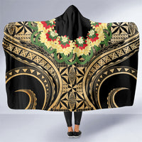 Grunge Gold Tonga Ngatu Kahoa Lei Hooded Blanket LT14 One Size Gold - Polynesian Pride