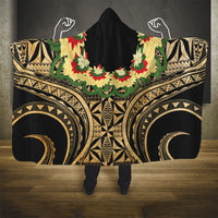 Grunge Gold Tonga Ngatu Kahoa Lei Hooded Blanket LT14 - Polynesian Pride