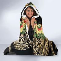 Grunge Gold Tonga Ngatu Kahoa Lei Hooded Blanket LT14 - Polynesian Pride