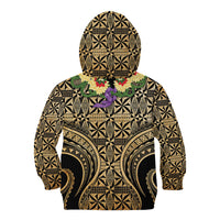 Grunge Gold Tonga Ngatu Kahoa Lei Kid Hoodie LT14 - Polynesian Pride