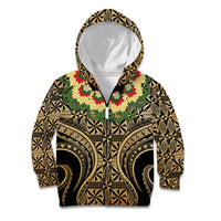 Grunge Gold Tonga Ngatu Kahoa Lei Kid Hoodie LT14 Zip Hoodie Gold - Polynesian Pride