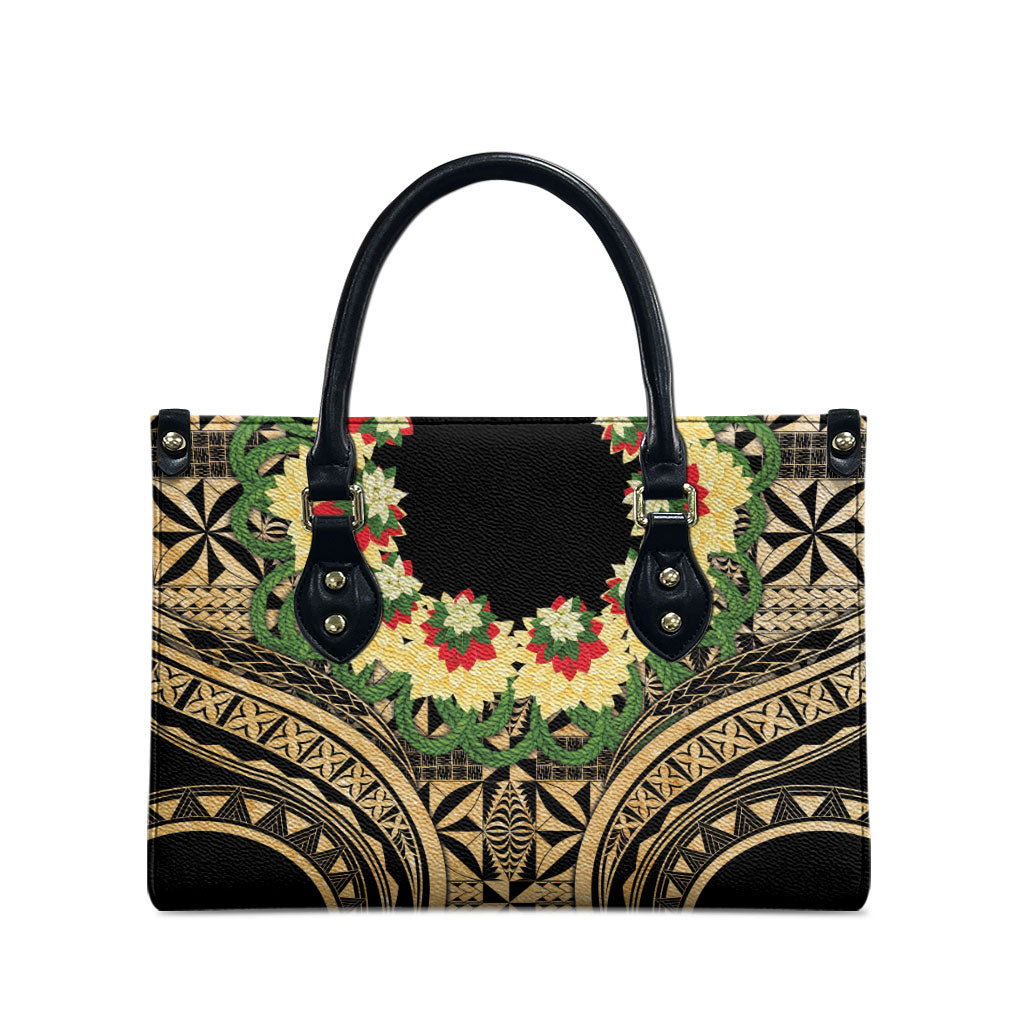 Grunge Gold Tonga Ngatu Kahoa Lei Leather Bag LT14 - Polynesian Pride