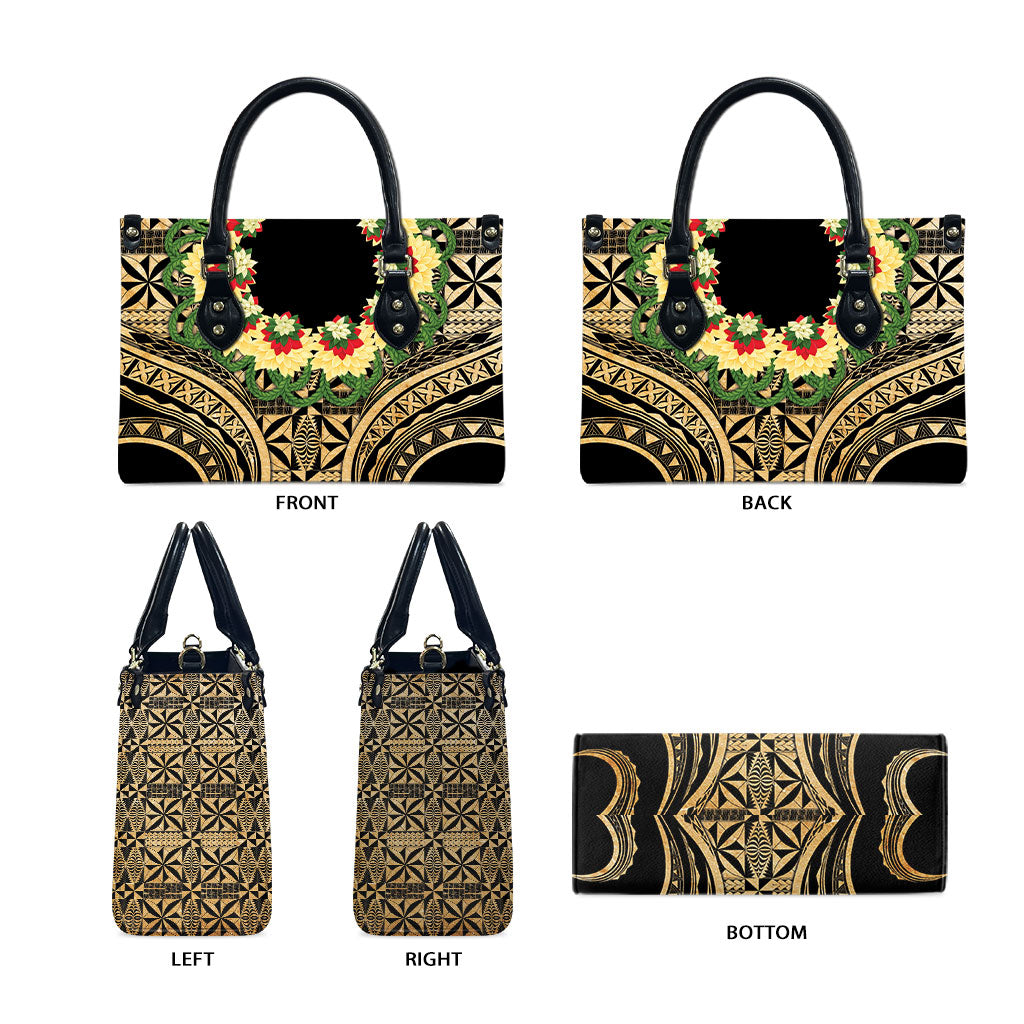 Grunge Gold Tonga Ngatu Kahoa Lei Leather Bag LT14 - Polynesian Pride