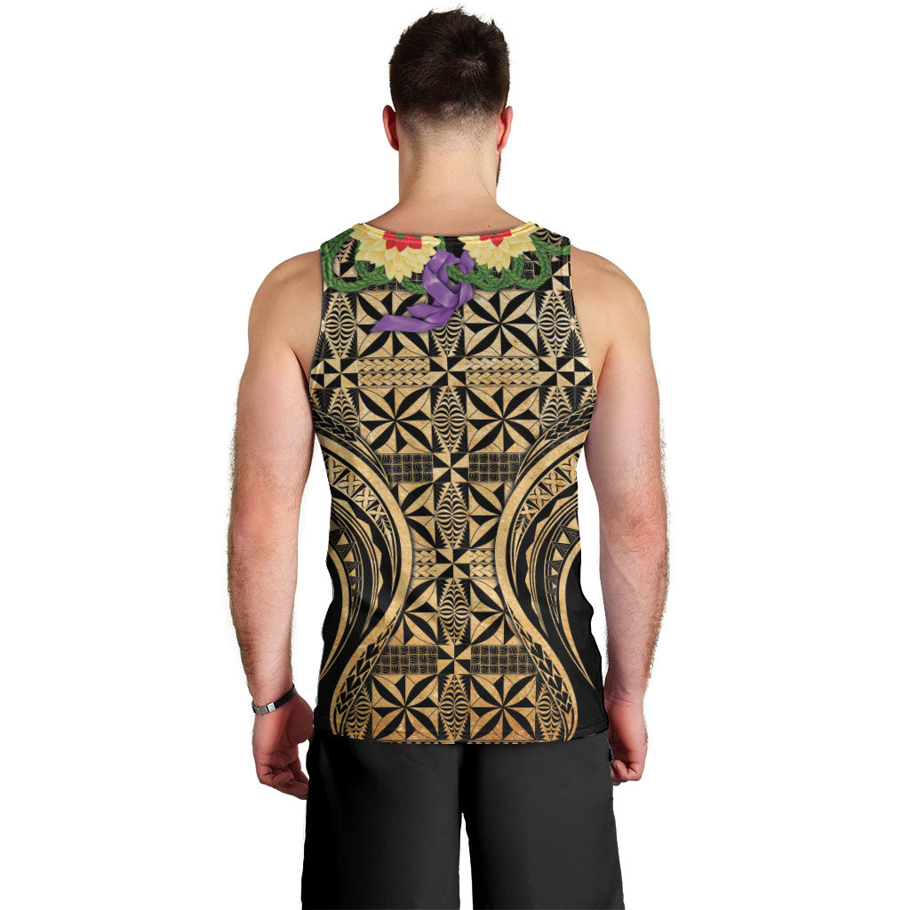 Grunge Gold Tonga Ngatu Kahoa Lei Men Tank Top LT14 - Polynesian Pride
