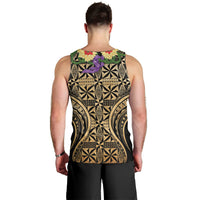 Grunge Gold Tonga Ngatu Kahoa Lei Men Tank Top LT14 - Polynesian Pride
