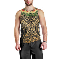 Grunge Gold Tonga Ngatu Kahoa Lei Men Tank Top LT14 - Polynesian Pride