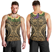Grunge Gold Tonga Ngatu Kahoa Lei Men Tank Top LT14 - Polynesian Pride