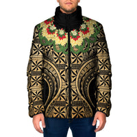 Grunge Gold Tonga Ngatu Kahoa Lei Padded Jacket LT14 Men Gold - Polynesian Pride