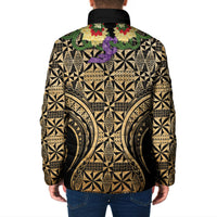 Grunge Gold Tonga Ngatu Kahoa Lei Padded Jacket LT14 - Polynesian Pride