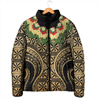 Grunge Gold Tonga Ngatu Kahoa Lei Padded Jacket LT14 - Polynesian Pride