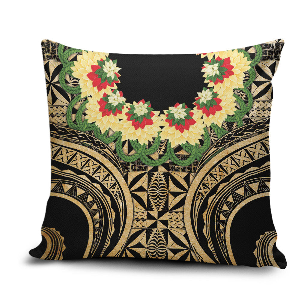 Grunge Gold Tonga Ngatu Kahoa Lei Pillow Cover LT14 Gold - Polynesian Pride