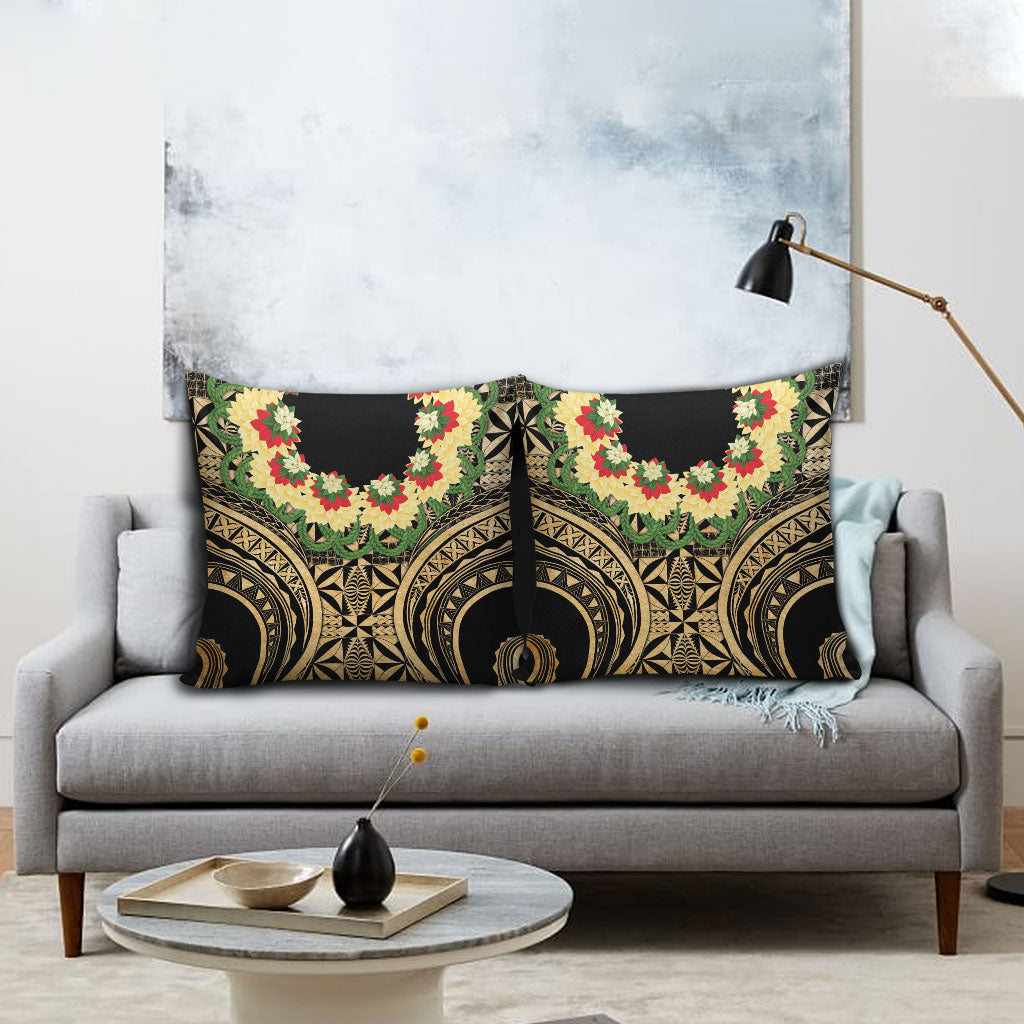 Grunge Gold Tonga Ngatu Kahoa Lei Pillow Cover LT14 - Polynesian Pride
