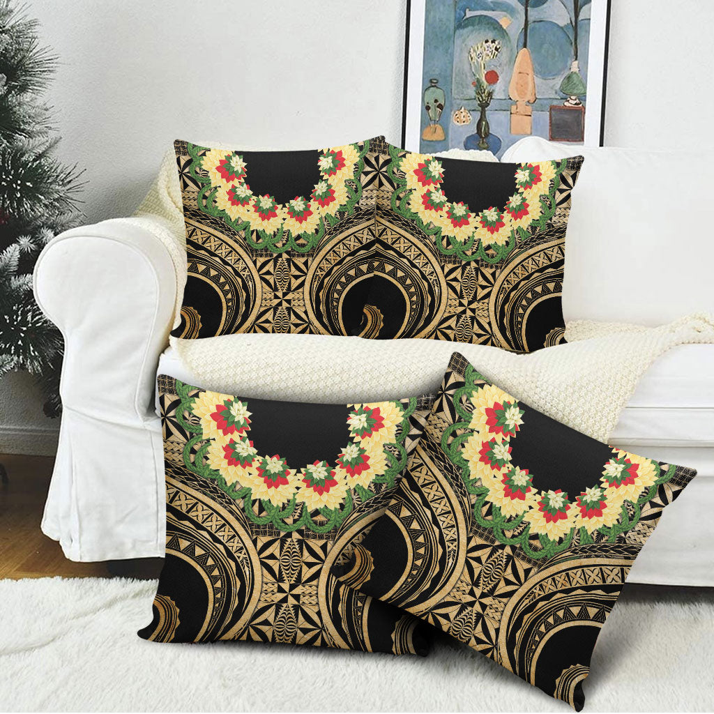 Grunge Gold Tonga Ngatu Kahoa Lei Pillow Cover LT14 - Polynesian Pride