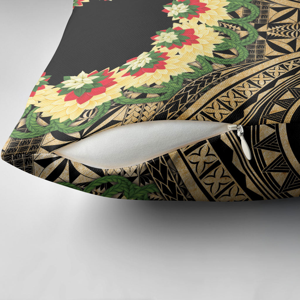 Grunge Gold Tonga Ngatu Kahoa Lei Pillow Cover LT14 - Polynesian Pride