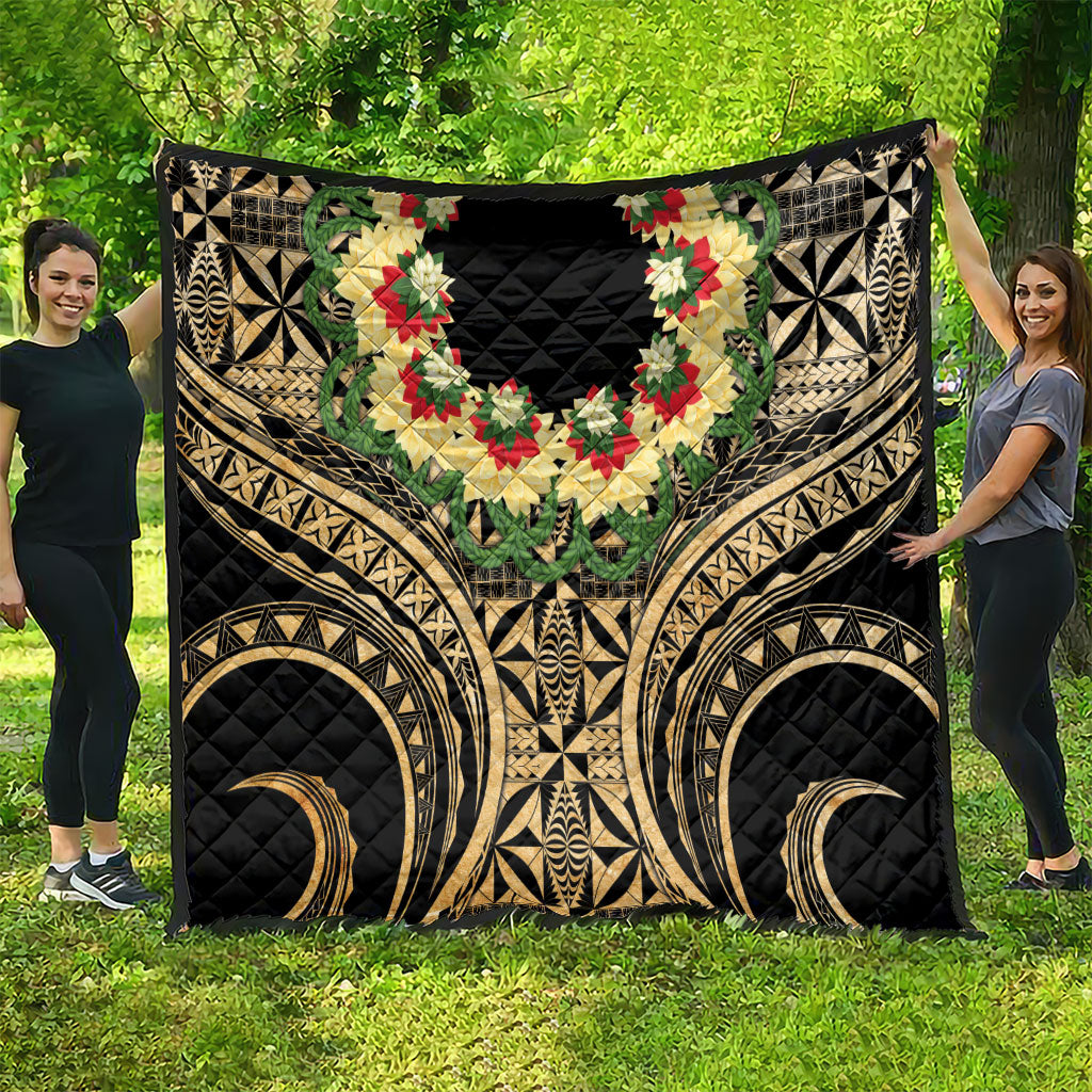 Grunge Gold Tonga Ngatu Kahoa Lei Quilt LT14 - Polynesian Pride