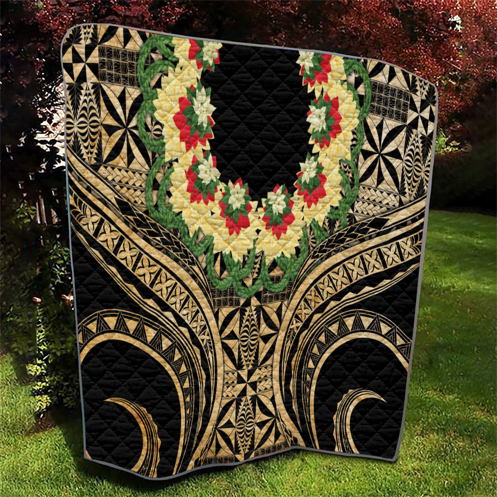 Grunge Gold Tonga Ngatu Kahoa Lei Quilt LT14 - Polynesian Pride