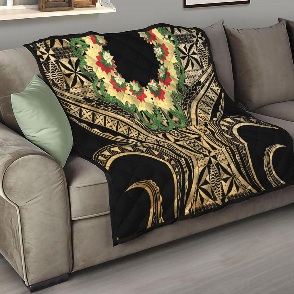 Grunge Gold Tonga Ngatu Kahoa Lei Quilt LT14 - Polynesian Pride
