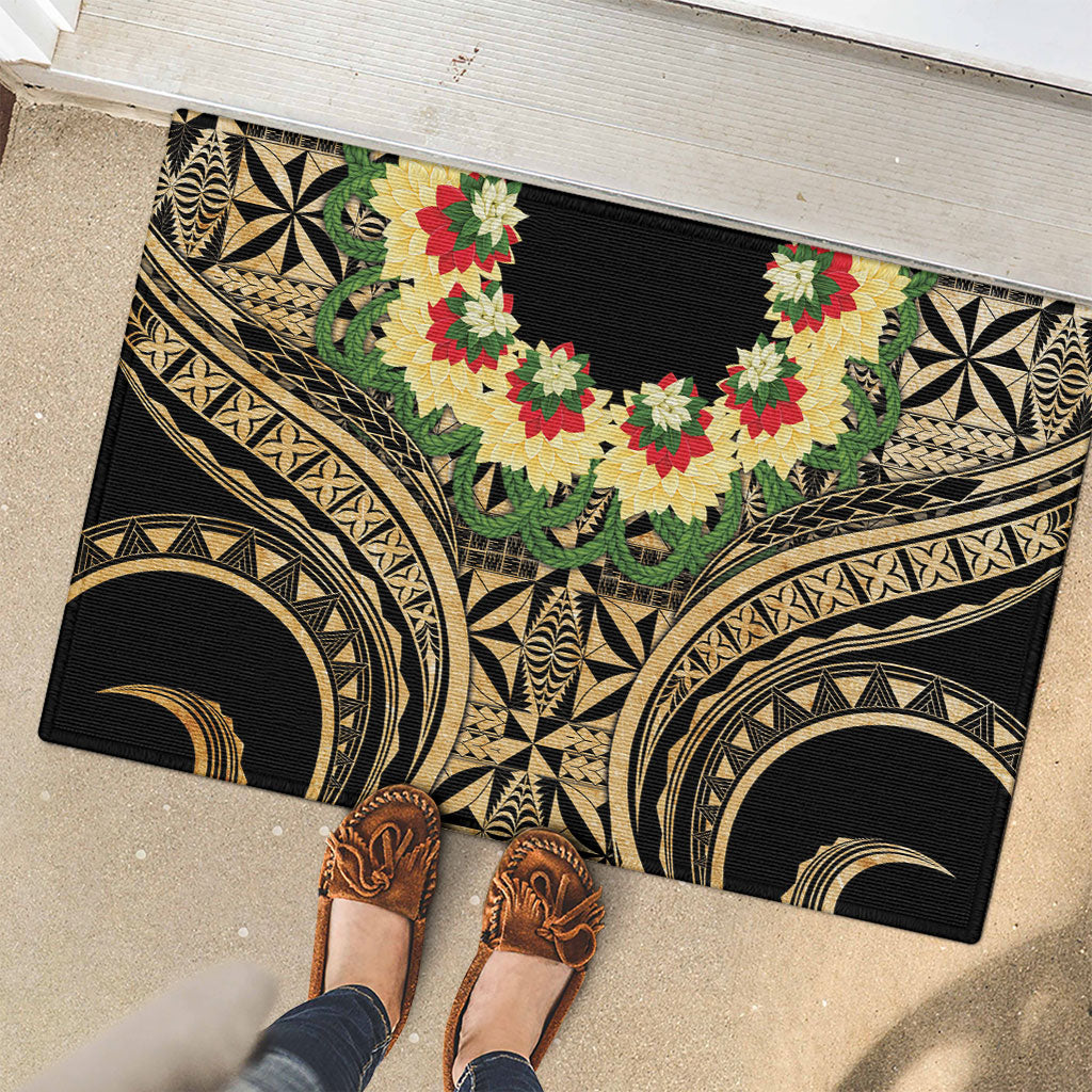 Grunge Gold Tonga Ngatu Kahoa Lei Rubber Doormat LT14 - Polynesian Pride
