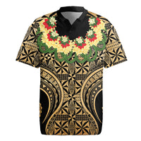 Grunge Gold Tonga Ngatu Kahoa Lei Rugby Jersey LT14 Gold - Polynesian Pride