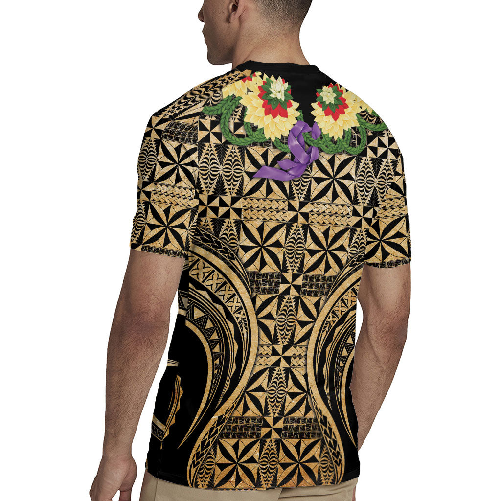Grunge Gold Tonga Ngatu Kahoa Lei Rugby Jersey LT14 - Polynesian Pride